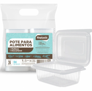 RIOPLASTIC - POTE RETANGULAR 500ML TAMPA ARTICULADA - CX.12X24UN