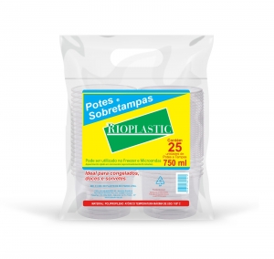 RIOPLASTIC - KIT POTE REDONDO COM SOBRETAMPA  750ML - CX.20X25UN