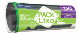 PACK LIXO BIOBAGS 100 LITROS PRETO 75X105 RL 15 UN