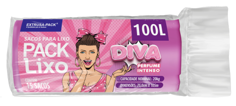 PACK LIXO DIVA 100 LITROS 75X105 ROSA FD 10X15 UN
