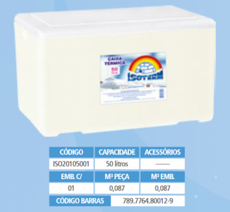 ISOTERM - CAIXA TERMICA 050 LTS - UN