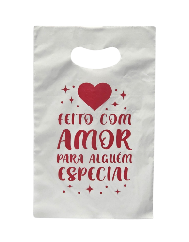 VLPK - SACOLA PIGMENTADA 20 X 30 BRANCA IMP. MODELO AMOR - PT.50UN