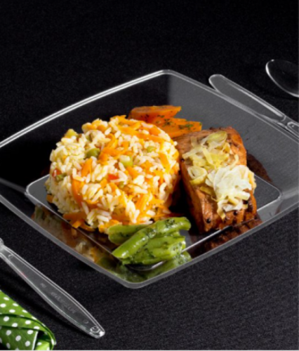 PLASTILANIA - PRATO PEQUENO SQUARE VERMELHO - CX.40X10UN