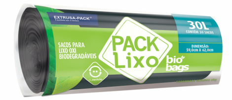 PACK LIXO BIOBAGS 030 LITROS PRETO 59X62 RL 30 UN