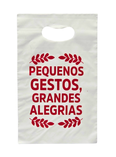 VLPK - SACOLA PIGMENTADA 20 X 30 BRANCA IMP. MODELO ALEGRIA - PT.50UN